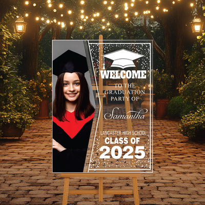 Personalized Graduation Welcome Sign, Custom Class of 2025 Party Sign with Photo