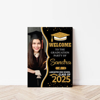 Personalized Graduation Welcome Sign, Custom Class of 2025 Party Sign with Photo
