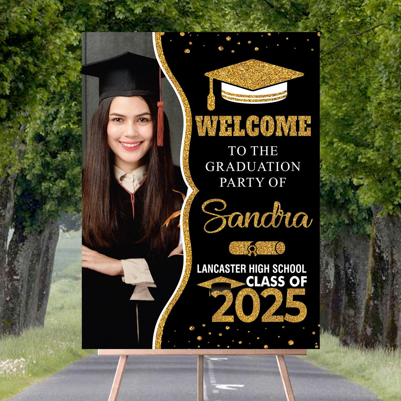 Personalized Graduation Welcome Sign, Custom Class of 2025 Party Sign with Photo