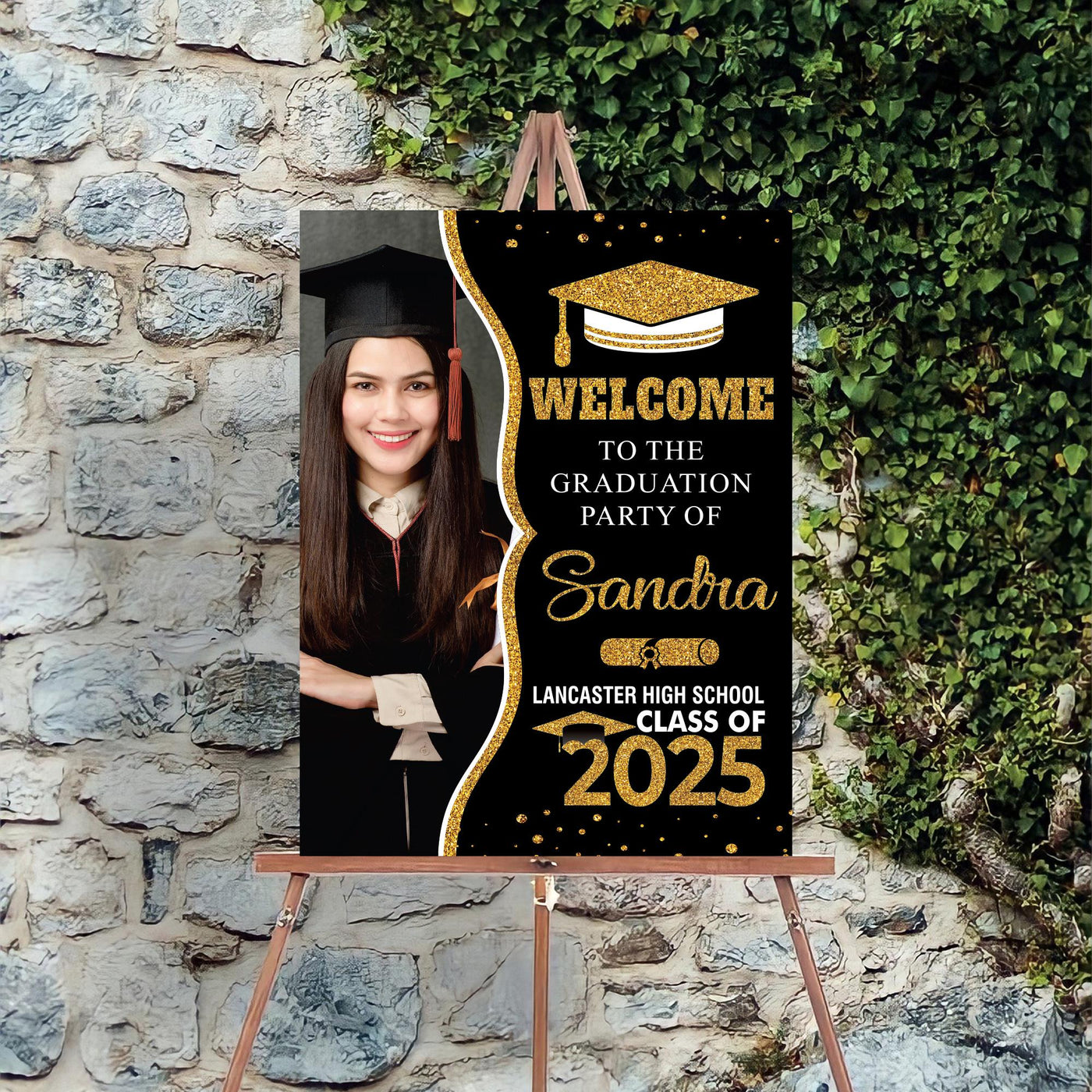Personalized Graduation Welcome Sign, Custom Class of 2025 Party Sign with Photo