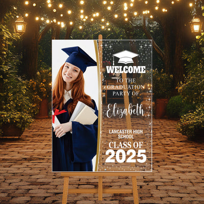 Personalized Graduation Welcome Sign, Custom Class of 2025 Party Sign with Photo