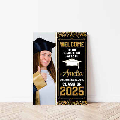Personalized Graduation Welcome Sign, Custom Class of 2025 Party Sign with Photo