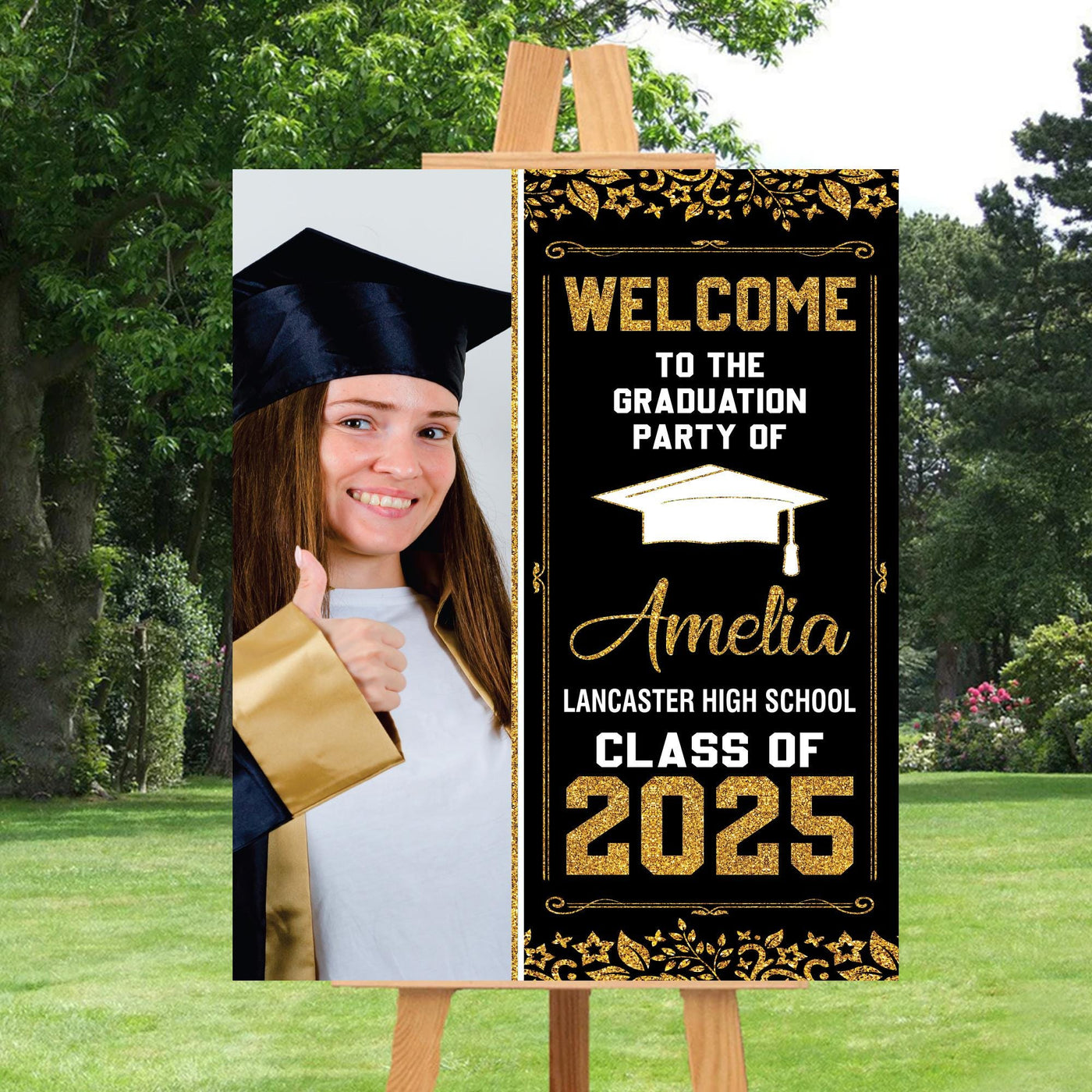 Personalized Graduation Welcome Sign, Custom Class of 2025 Party Sign with Photo