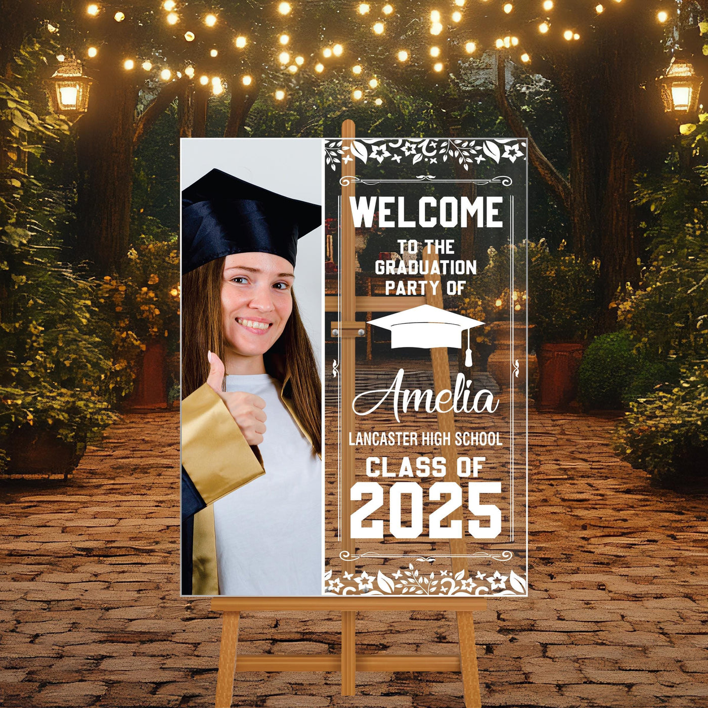 Personalized Graduation Welcome Sign, Custom Class of 2025 Party Sign with Photo