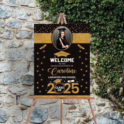 Personalized Graduation Welcome Sign, Custom Class of 2025 Party Sign with Photo