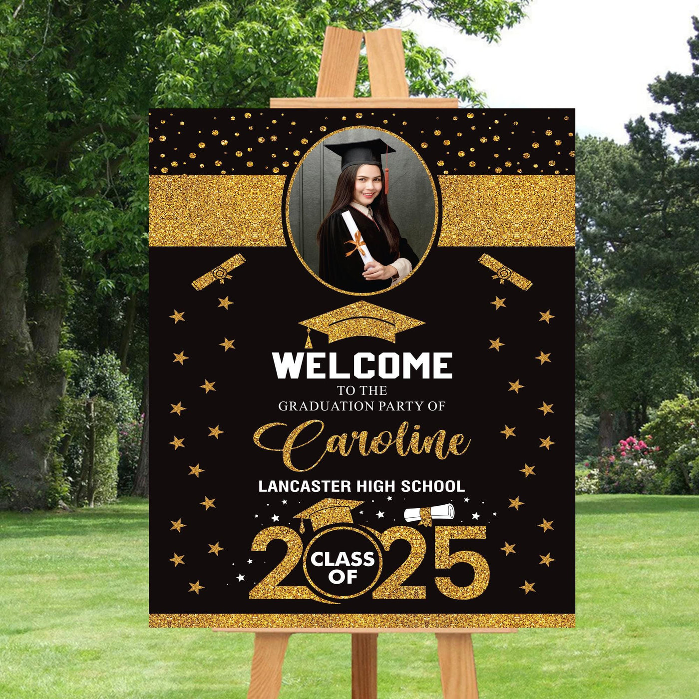 Personalized Graduation Welcome Sign, Custom Class of 2025 Party Sign with Photo
