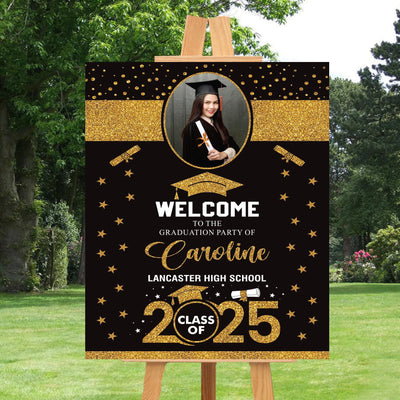 Personalized Graduation Welcome Sign, Custom Class of 2025 Party Sign with Photo