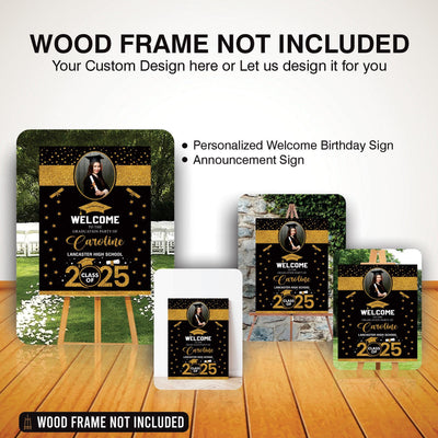 Personalized Graduation Welcome Sign, Custom Class of 2025 Party Sign with Photo
