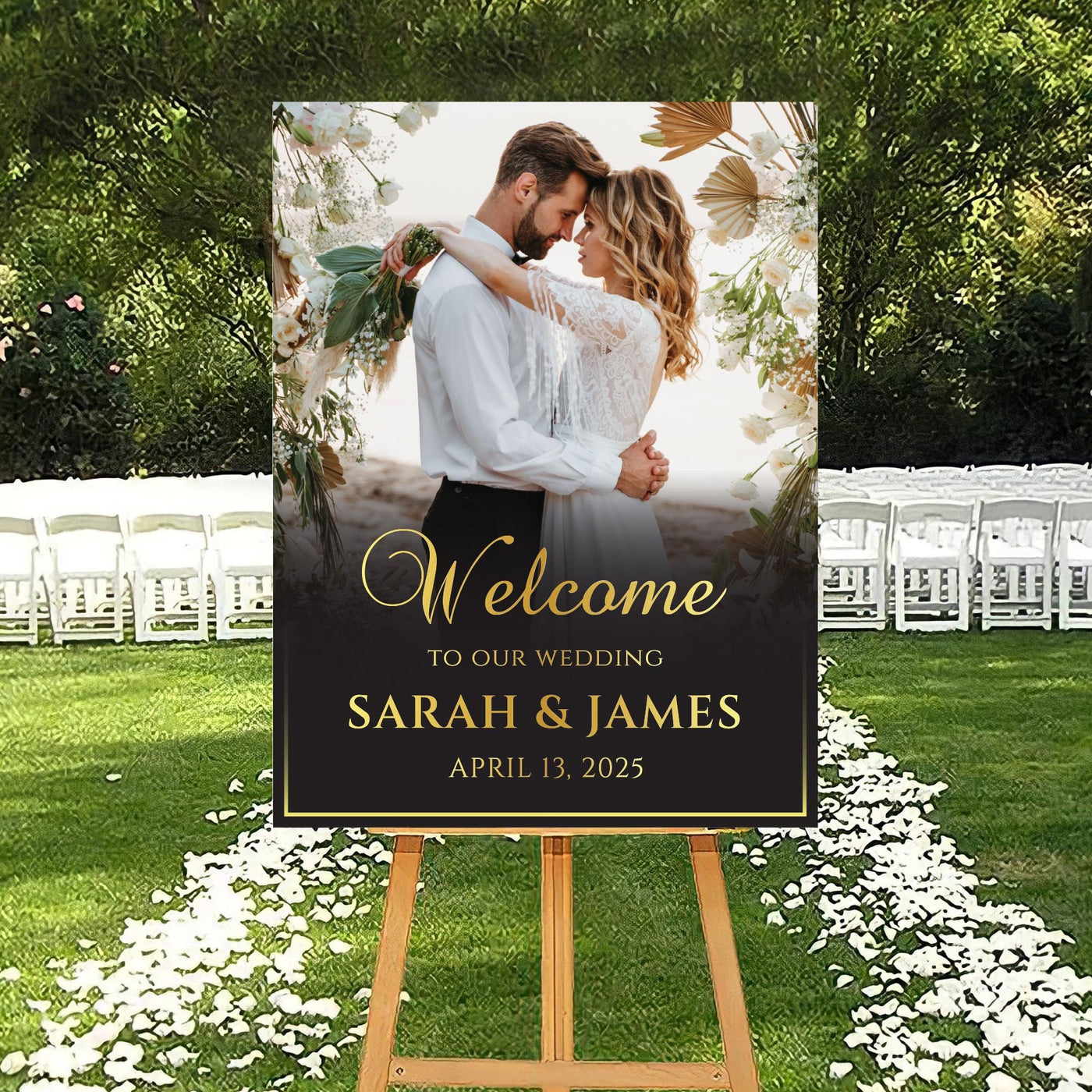 Custom Photo Wedding Welcome Sign, Personalized Ceremony Foamcore, PVC, Acrylic, Polystyrene