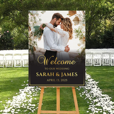 Custom Photo Wedding Welcome Sign, Personalized Ceremony Foamcore, PVC, Acrylic, Polystyrene