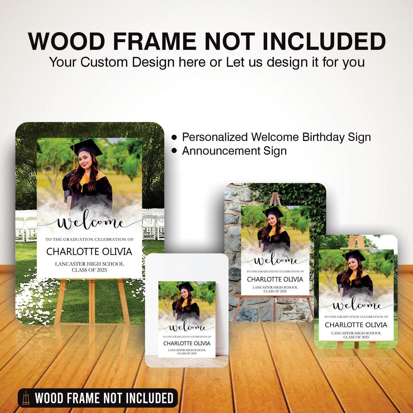 Personalized Graduation Welcome Sign, Custom Class of 2025 Party Sign with Photo