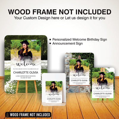 Personalized Graduation Welcome Sign, Custom Class of 2025 Party Sign with Photo