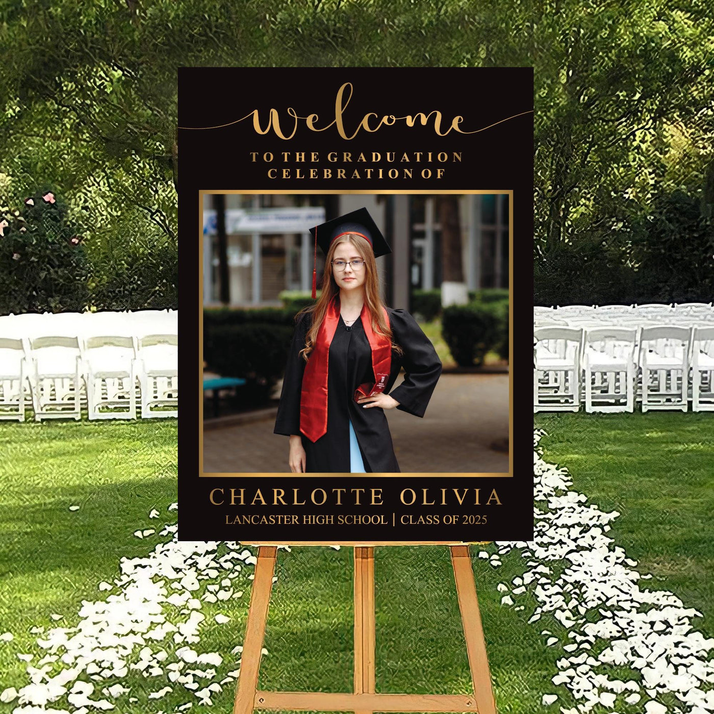 Personalized Graduation Welcome Sign, Custom Class of 2025 Party Sign with Photo