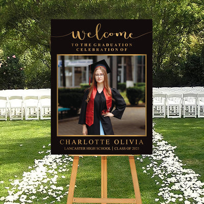 Personalized Graduation Welcome Sign, Custom Class of 2025 Party Sign with Photo