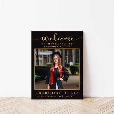 Personalized Graduation Welcome Sign, Custom Class of 2025 Party Sign with Photo