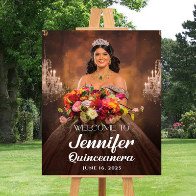 Quinceañera Photo Welcome Sign, Personalized Mis Quince Foamcore