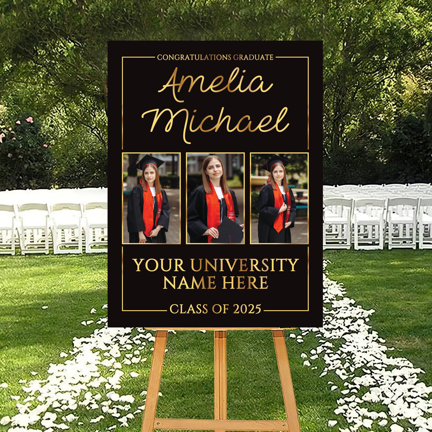Personalized Graduation Welcome Sign, Custom Class of 2025 Party Sign with Photo