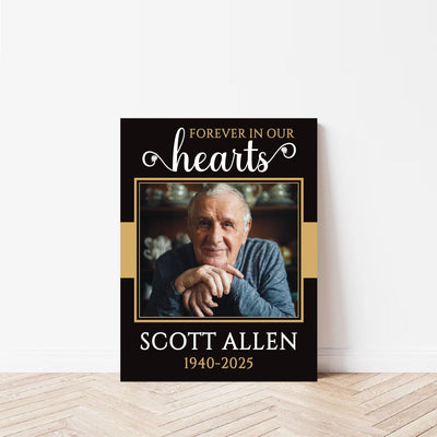 Personalized Forever in Our Hearts Funeral Sign, Memorial Yard Sign
