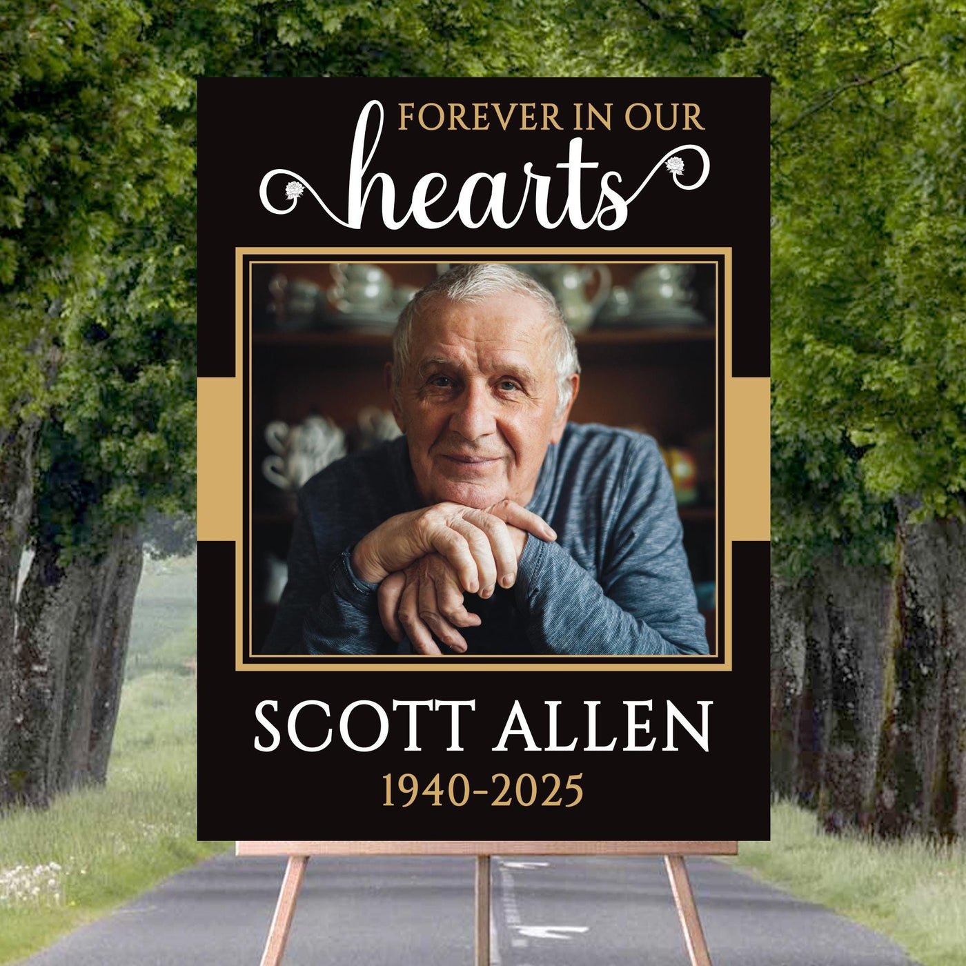 Personalized Forever in Our Hearts Funeral Sign, Memorial Yard Sign