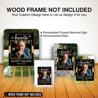 Personalized Forever in Our Hearts Funeral Sign, Memorial Yard Sign