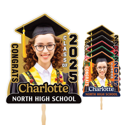 Custom Face Fans With Wooden Handle, Graduation Head, Grad Face Fans