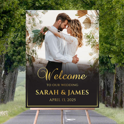 Custom Photo Wedding Welcome Sign, Personalized Ceremony Foamcore, PVC, Acrylic, Polystyrene