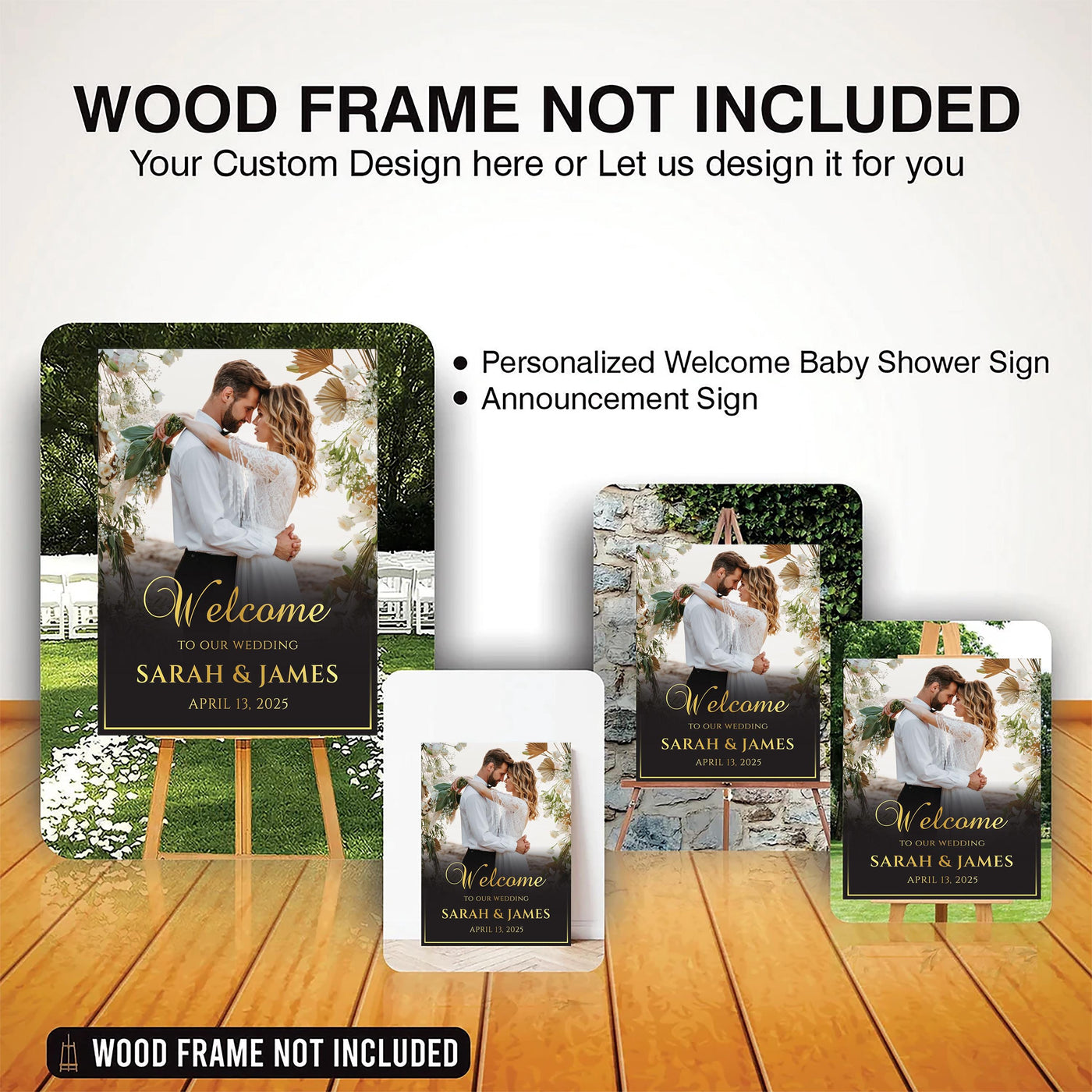 Custom Photo Wedding Welcome Sign, Personalized Ceremony Foamcore, PVC, Acrylic, Polystyrene