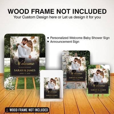 Custom Photo Wedding Welcome Sign, Personalized Ceremony Foamcore, PVC, Acrylic, Polystyrene