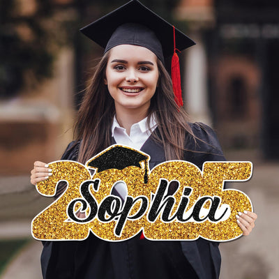 Personalized 2025 Graduation Sign, PVC Custom Name Senior Graduation Party Prop Sign