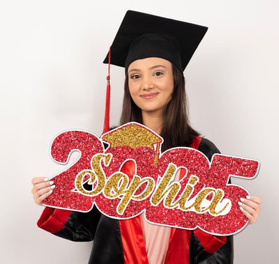 Personalized 2025 Graduation Sign, PVC Custom Name Senior Graduation Party Prop Sign