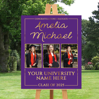 Personalized Graduation Welcome Sign, Custom Class of 2025 Party Sign with Photo