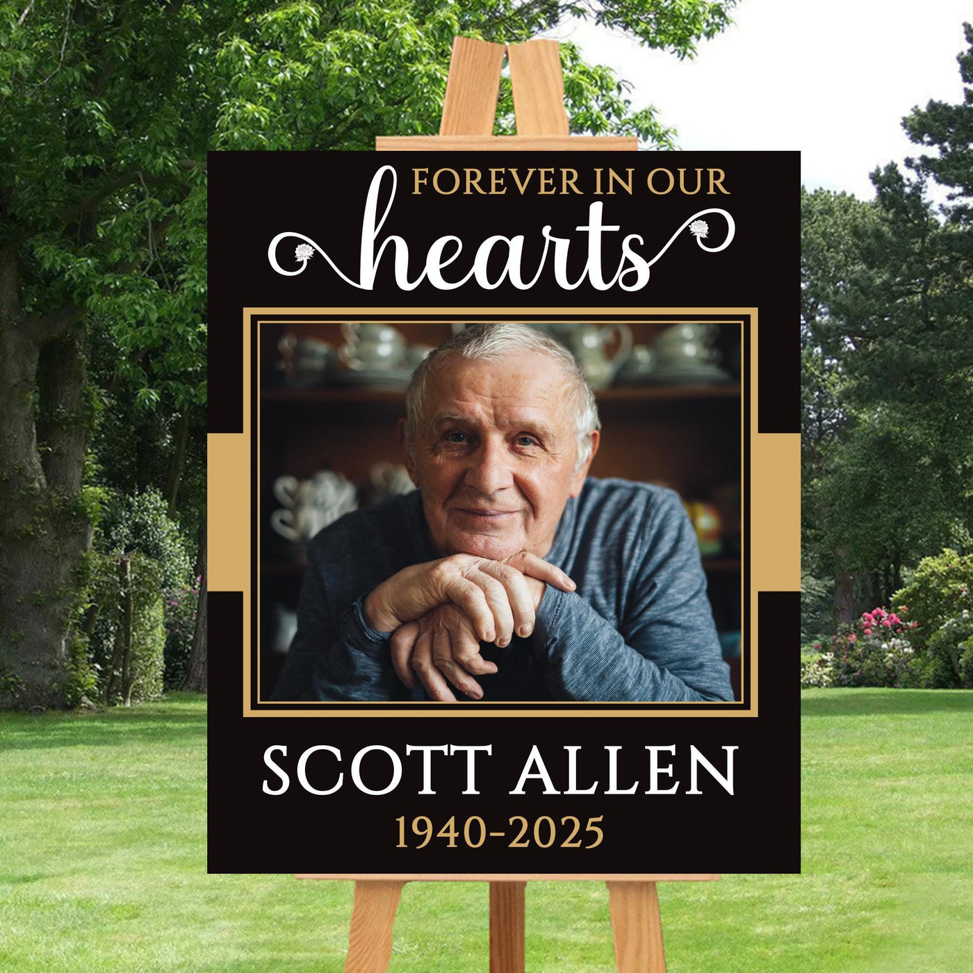 Personalized Forever in Our Hearts Funeral Sign, Memorial Yard Sign