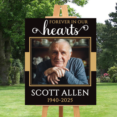 Personalized Forever in Our Hearts Funeral Sign, Memorial Yard Sign