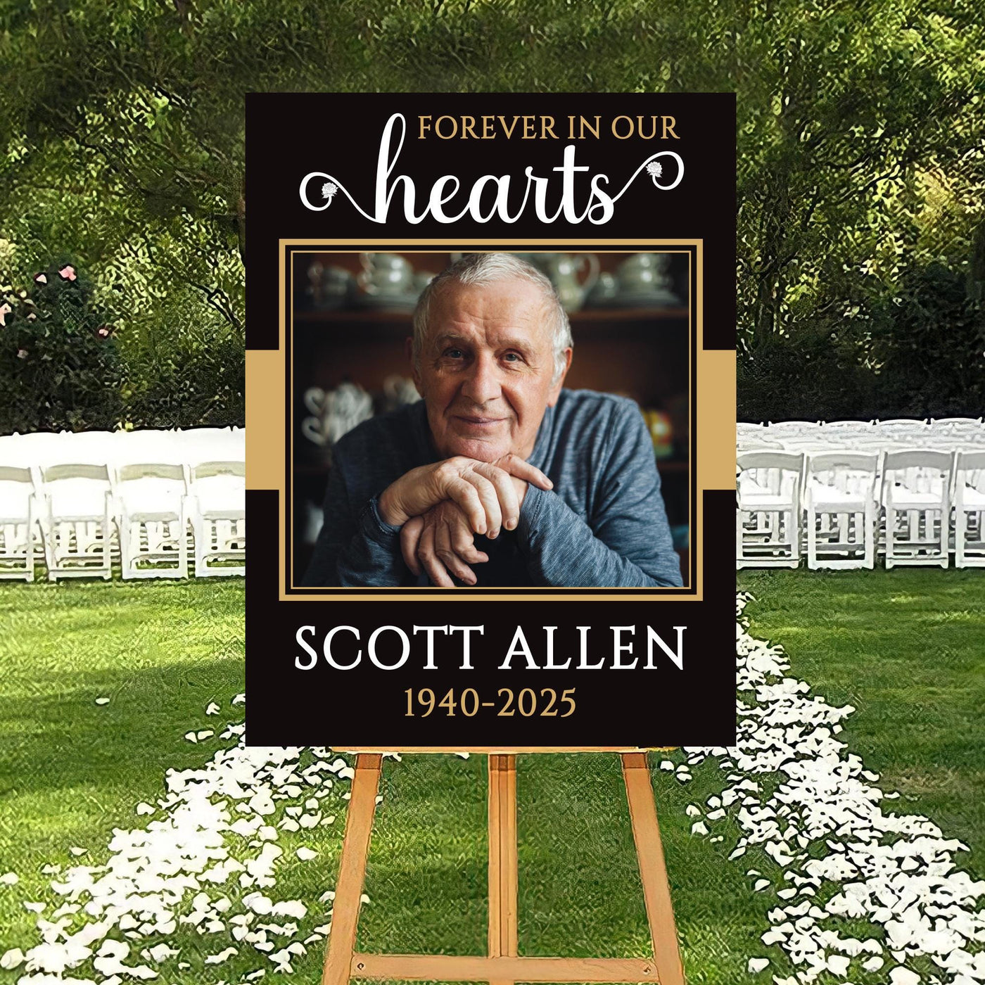 Personalized Forever in Our Hearts Funeral Sign, Memorial Yard Sign