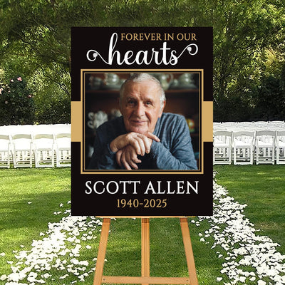 Personalized Forever in Our Hearts Funeral Sign, Memorial Yard Sign