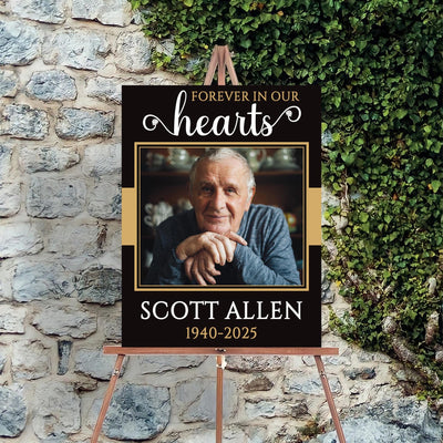 Personalized Forever in Our Hearts Funeral Sign, Memorial Yard Sign