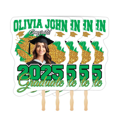 Custom Face Fans With Wooden Handle, Graduation Head, Grad Face Fans