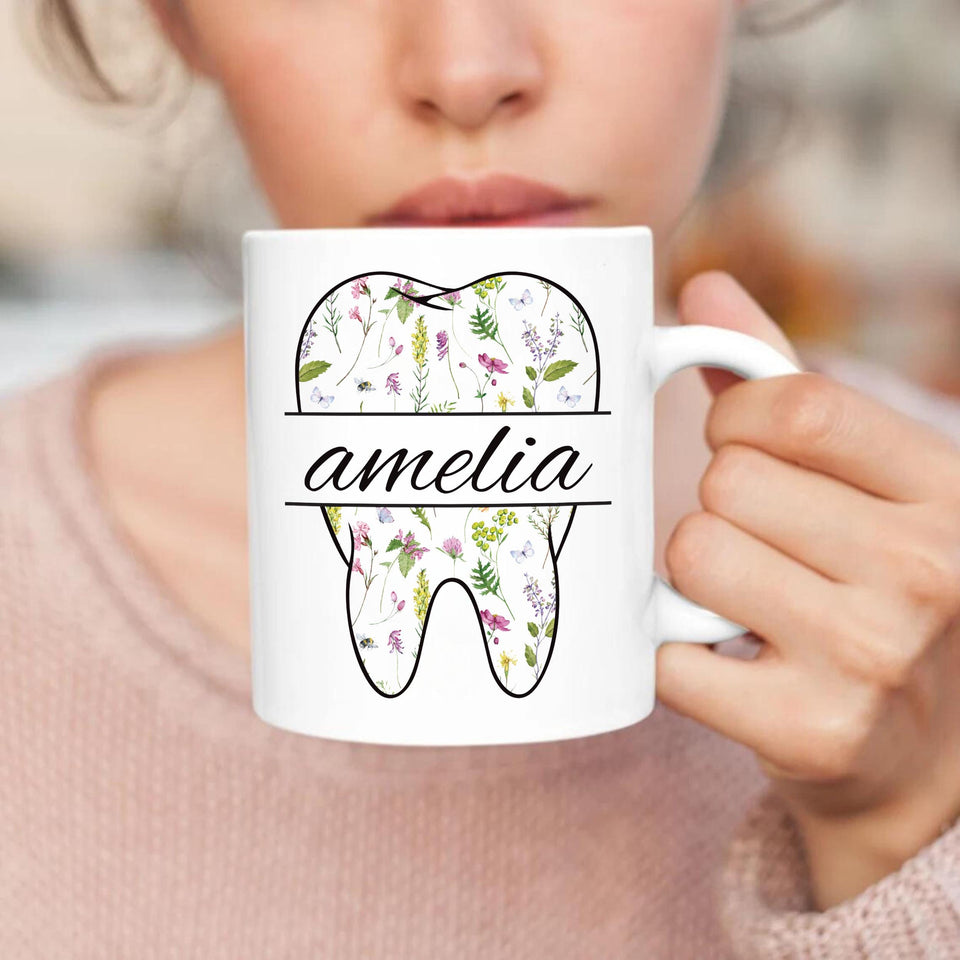 Personalized Dental Coffee Mug, Custom Dental Hygienist Gift