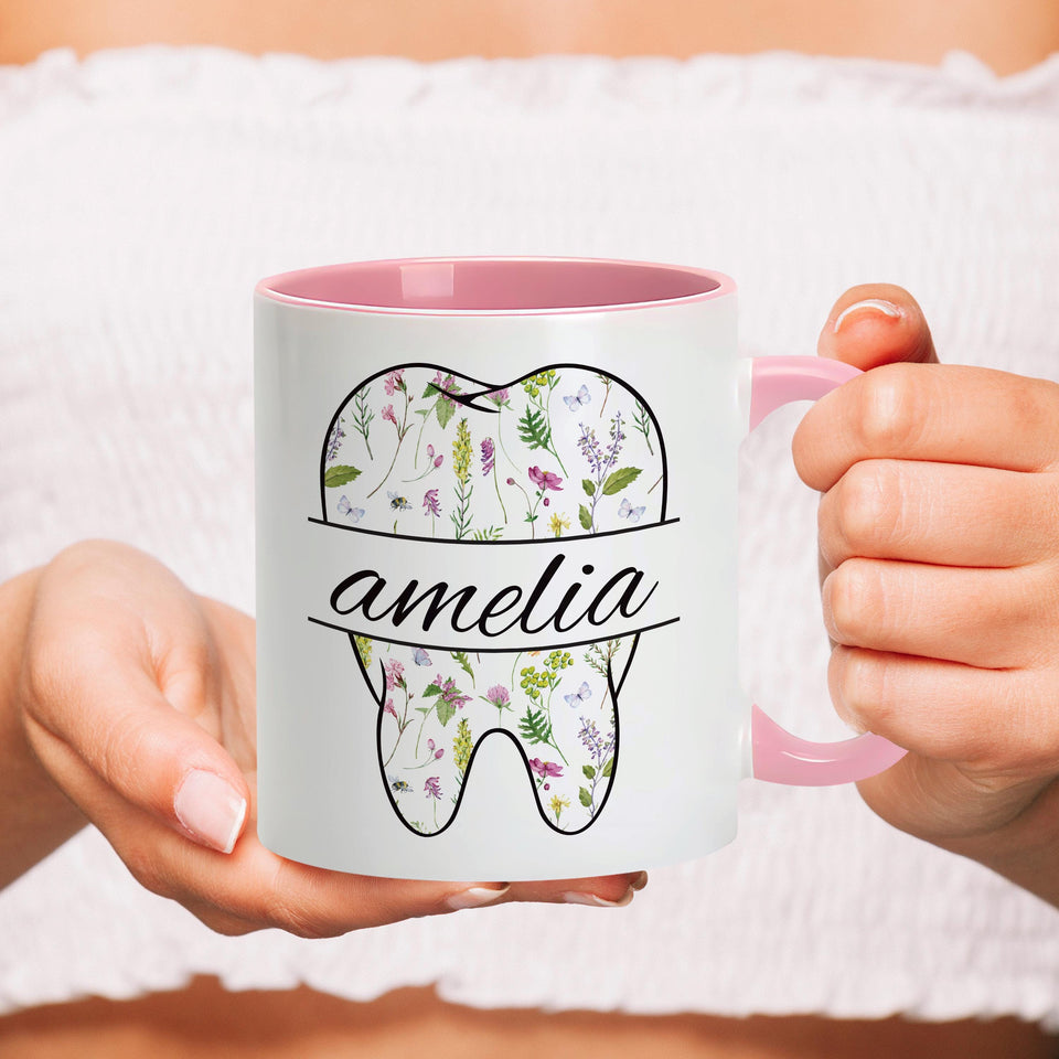 Personalized Dental Coffee Mug, Custom Dental Hygienist Gift