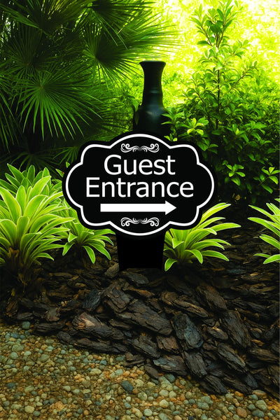 Guest Entrance Yard Sign 10” x 14” - Rust-free Aluminum Directional Guest Entrance Sign for Lawn