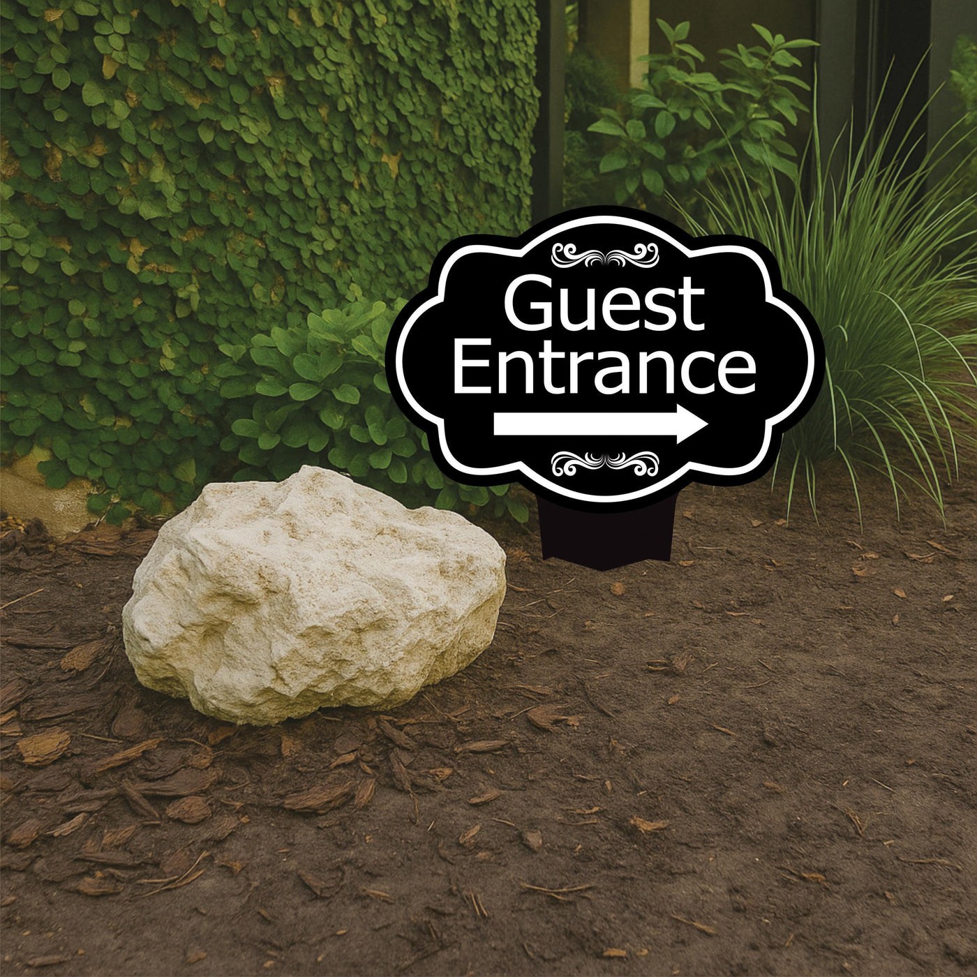 Guest Entrance Yard Sign 10” x 14” - Rust-free Aluminum Directional Guest Entrance Sign for Lawn