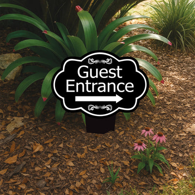 Guest Entrance Yard Sign 10” x 14” - Rust-free Aluminum Directional Guest Entrance Sign for Lawn