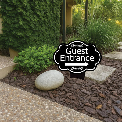 Guest Entrance Yard Sign 10” x 14” - Rust-free Aluminum Directional Guest Entrance Sign for Lawn