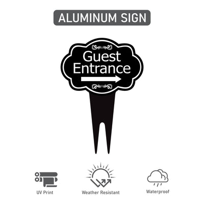 Guest Entrance Yard Sign 10” x 14” - Rust-free Aluminum Directional Guest Entrance Sign for Lawn