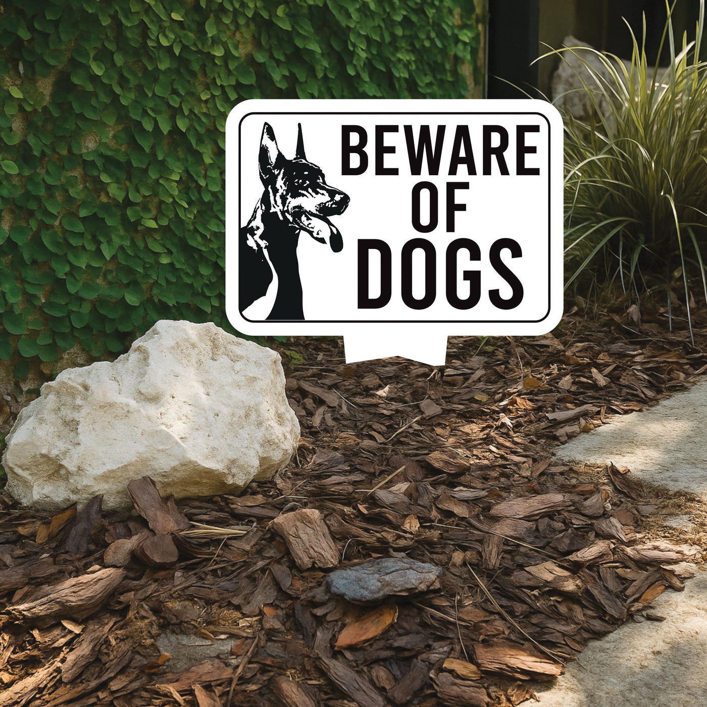 Beware of Dog Yard Sign 10” x 14” - Rust-free Aluminum Home Security Sign for Lawn