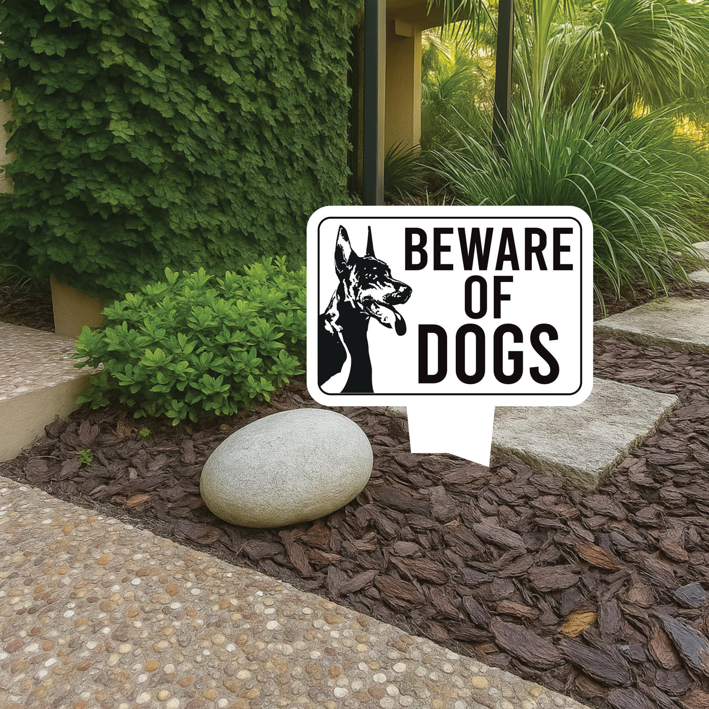 Beware of Dog Yard Sign 10” x 14” - Rust-free Aluminum Home Security Sign for Lawn