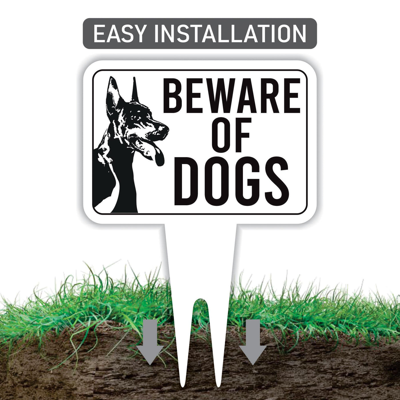 Beware of Dog Yard Sign 10” x 14” - Rust-free Aluminum Home Security Sign for Lawn