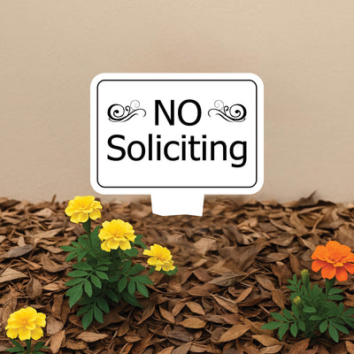 No Soliciting Yard Sign, Rust-Free Aluminum Lawn Sign with Stake, 10x14 Outdoor Front Door Sign