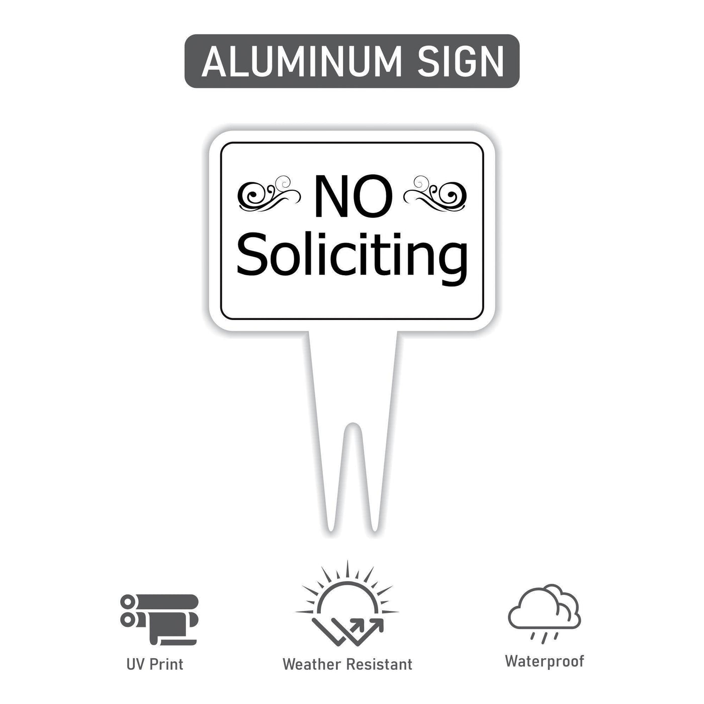 No Soliciting Yard Sign, Rust-Free Aluminum Lawn Sign with Stake, 10x14 Outdoor Front Door Sign