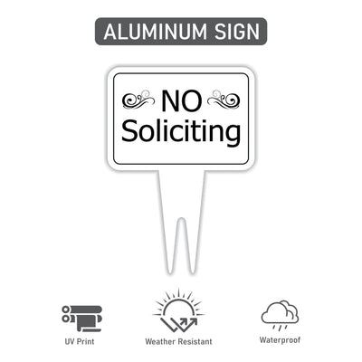 No Soliciting Yard Sign, Rust-Free Aluminum Lawn Sign with Stake, 10x14 Outdoor Front Door Sign